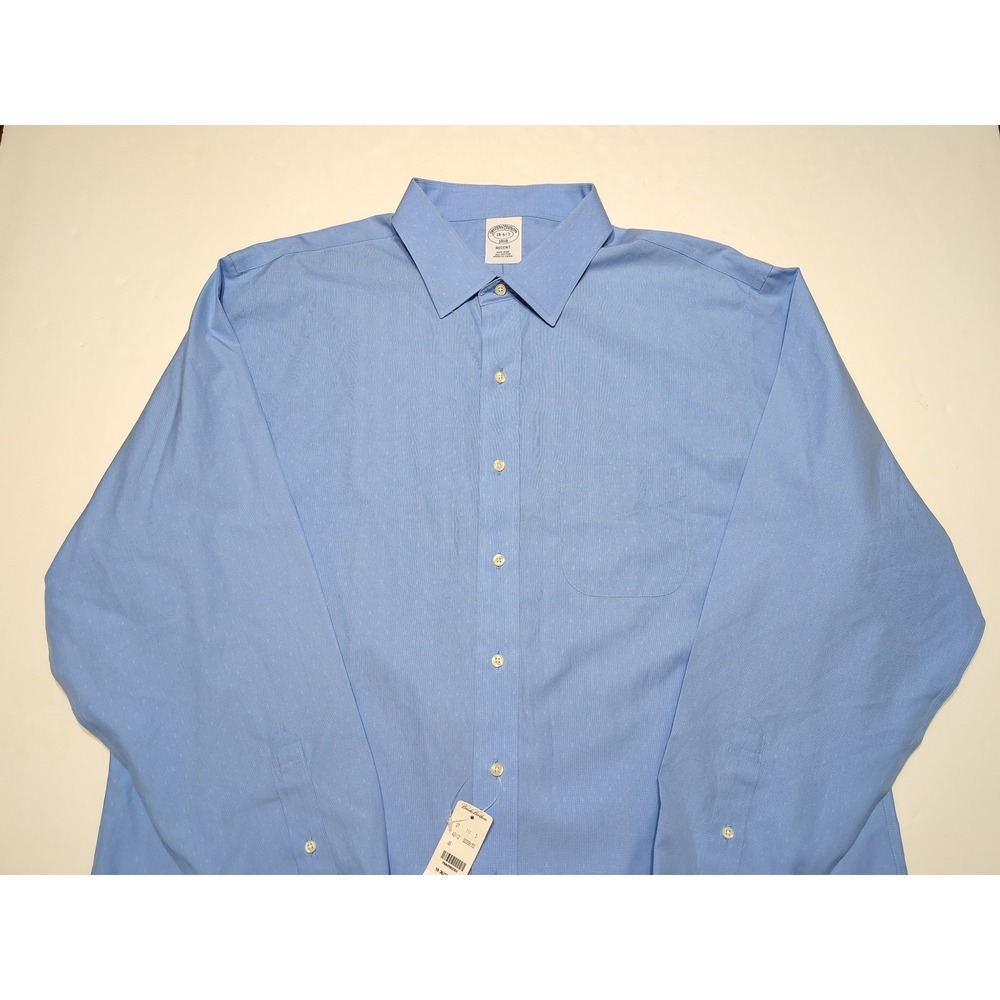 BROOKS BROTHERS Regent Long Sleeve Dress Shirt Blue 18 36/37 ~ New - Picture 7 of 8